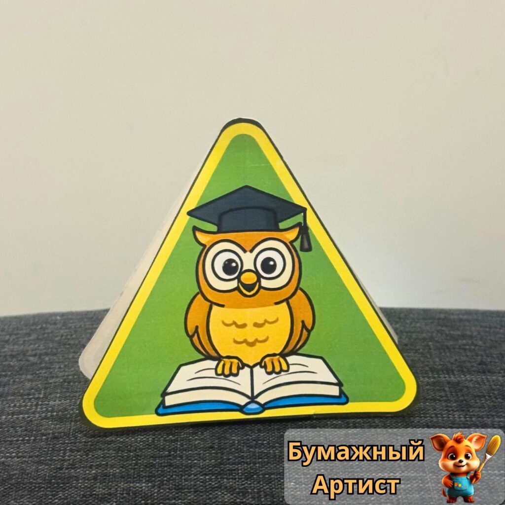 Настольная поделка сова из бумаги на подставке